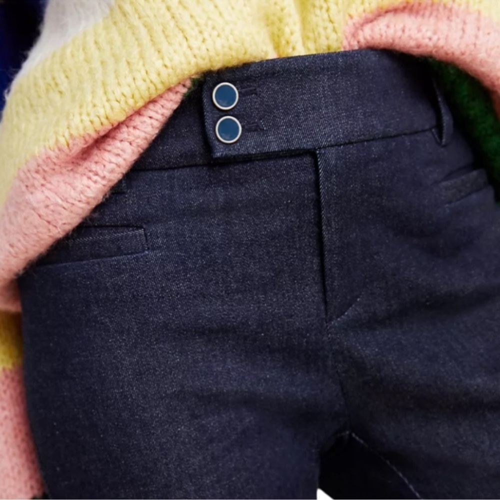 Anthropologie Essential Slim Denim Crop Trouser Dark Blue Jean Mid Rise Size 2 - Picture 3 of 11